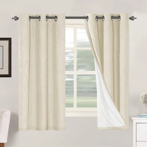 Miniatura 165 de H.VERSAILTEX Cortinas opacas de lino de 72 pulgadas de largo, 100% absolutamente opacas, con aislamiento térmico, con textura de lino, cortinas