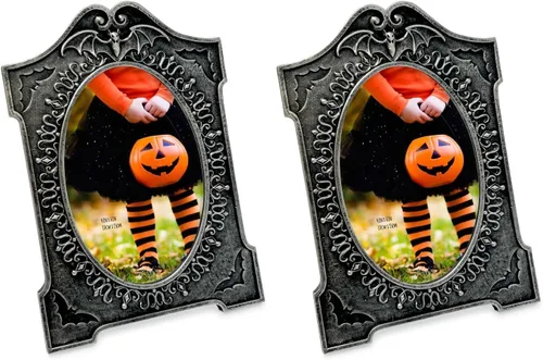 Miniatura 7 de Isaac Jacobs Marco de fotos de Halloween con forma de lápida de 4 x 6, para mesa de fotos y exhibición de pared, exhibición colgante y decoración