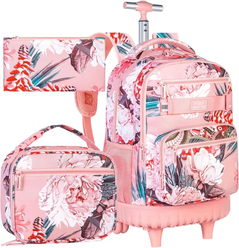 Miniatura 14 de 3 piezas de mochila rodante para mujeres y hombres, bolsa de 21 pulgadas para adultos con ruedas, juego de mochilas con ruedas para niñas y niños