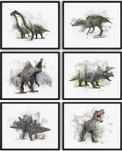 Miniatura 29 de DREAM BIG PRINTABLES Impresiones artísticas de acuarela de dinosaurios (juego de 4) – sin marco – 8 x 10 s El juego incluye tiranosaurio Rex