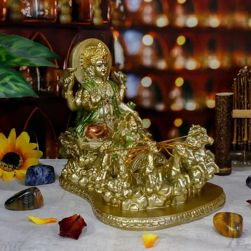 Miniatura 6 de Escultura hindú Dios Señor Surya-Sun – India Regalos religiosos Artesanía Dios Suryadev Figura Hinduismo Murti Hogar Mandir Templo Altar Pooja