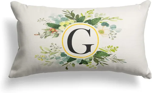 Miniatura 46 de Snycler Fundas de almohada con monograma de letra L, floral, 18 x 18 pulgadas, almohadas de primavera verdes, fundas decorativas de verano, Estilo L