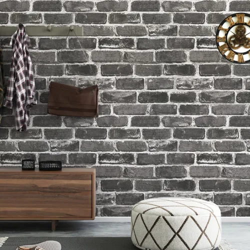 Rollo de papel tapiz plano de piedra de ladrillo sintético de 17.5 x 118 pulgadas, decoración de pared, para pegar en la puerta, encimera, bloques