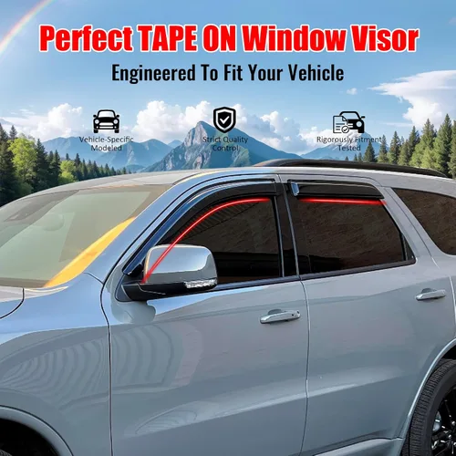 Miniatura 2 de IKON MOTORSPORTS - Visera de ventana compatible con Dodge Durango 2011-2026, 4 piezas de humo acrílico, protección contra la lluvia, protección