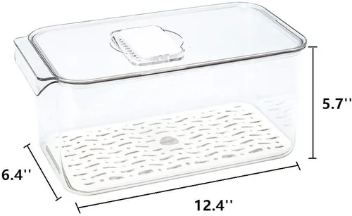 Miniatura 8 de SANNO Contenedores para verduras y frutas para nevera, contenedores para congelador, organizador de refrigerador con tapa de ventilación y bandeja