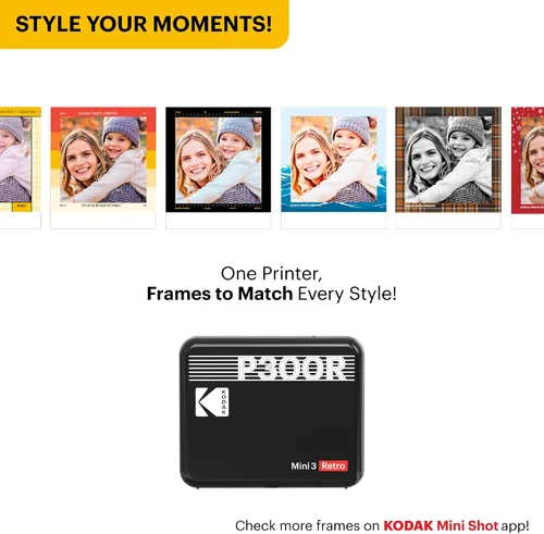 Miniatura 5 de KODAK Mini 3 Retro 4PASS - Impresora fotográfica portátil (3 x 3 pulgadas), inicial, 8 hojas + 30 hojas + paquete de regalo, color blanco