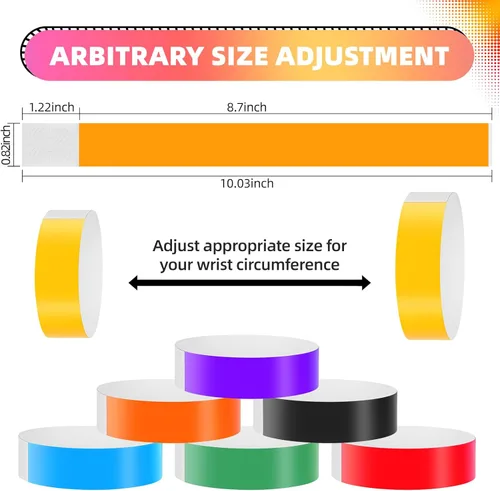 Miniatura 2 de 500 pulseras de papel para eventos, pulseras de fiesta de neón impermeables, bandas adhesivas para identificación de conciertos clubes, pulseras 10