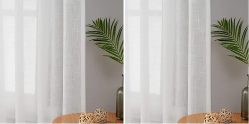 Melodieux Cortinas traslúcidas blancas de 63 pulgadas de largo para sala de estar, comedor, cortinas de gasa con textura cruzada de algodón y