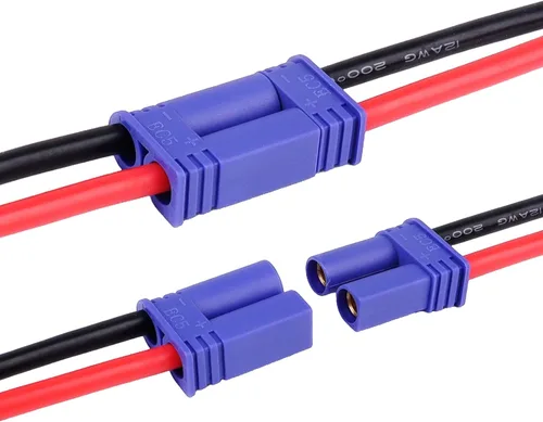 Miniatura 5 de Hobbypark EC5 - Conector macho y famale con silicona calibre 12 AWG 12 con correas de batería para RC Lipo, cable de batería, drones (4 unidades)
