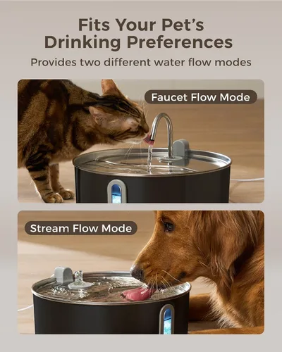 Miniatura 6 de Fuente de Agua de Acero Inoxidable para Perros y Gatos con Cuenco y Filtros de Reemplazo, Ideal para Perros Grandes, Gatos y Hogares con Múltiples