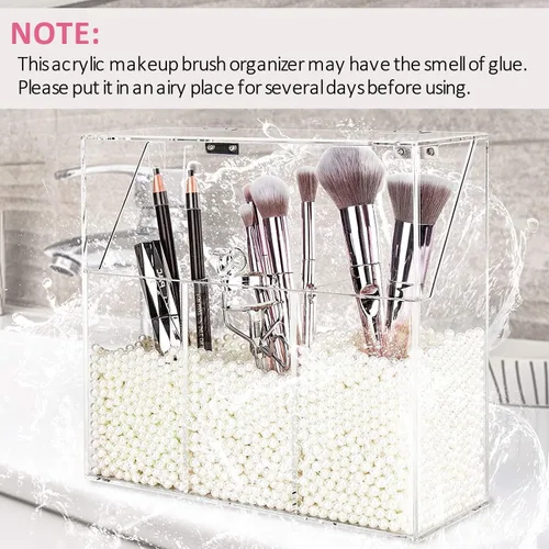 Miniatura 7 de YestBuy Soporte para brochas de maquillaje transparente, organizador de brochas de maquillaje acrílico para tocador, caja de almacenamiento