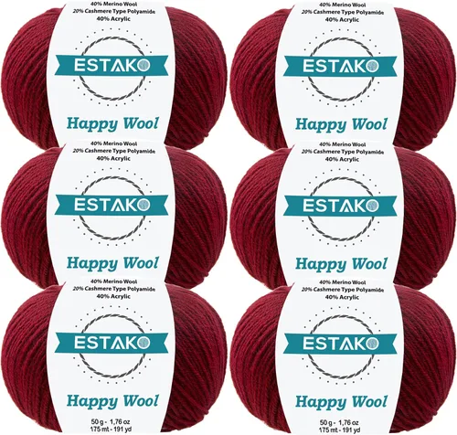 Miniatura 15 de Estako Happy Wool (paquete de 2 madejas) 40% lana merino 20% cachemira tipo poliamida 40% acrílico peso fingering hilo suave para tejer y crochet