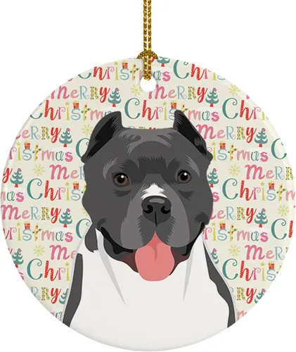 Miniatura 195 de Caroline's Treasures Bulldog Francés Azul de Navidad Adorno de Cerámica Decoraciones Colgantes para Árbol de Navidad para Hogar Navidad, Festividad