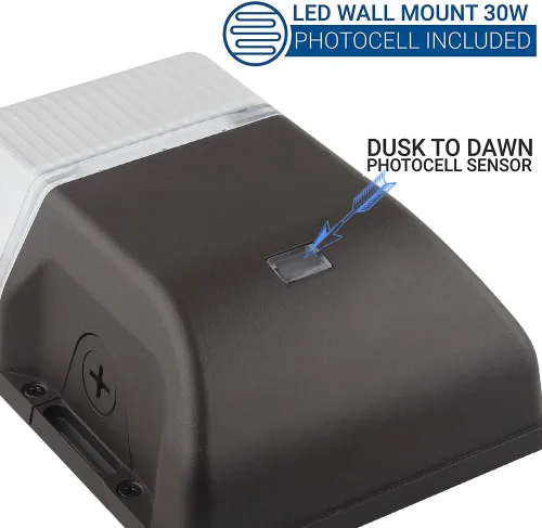 Miniatura 2 de dephen Paquete de pared LED de 30 W con fotocélula, iluminación exterior del atardecer al amanecer, 5000 K, 4050 lm, mini lámpara de seguridad