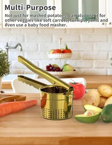 Miniatura 6 de Livilord Ricer de patatas grande de 15oz, ricer de acero inoxidable resistente para puré de patatas, herramienta de cocina para puré de batata