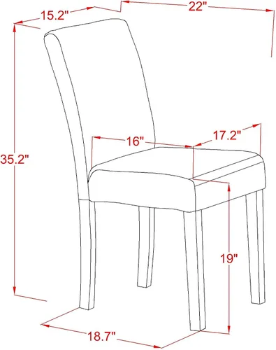 Miniatura 9 de East West Furniture ABP6T24 Abbott Parson - Sillas de comedor tapizadas de tela de lino de color negro, juego de 2, color negro cepillado