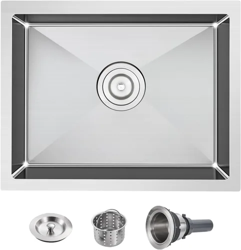 Miniatura 17 de POPFLY Fregadero de cocina de montaje inferior de 20 pulgadas, fregadero de acero inoxidable 304 de 20 x 17 pulgadas, calibre 18, cuenco cuadrado