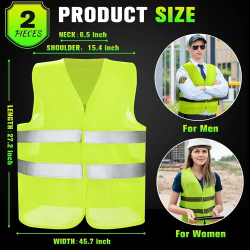 Miniatura 2 de JaGely Chaleco de seguridad de alta visibilidad, chaleco de seguridad de malla reflectante a granel para hombres y mujeres, trabajo, ciclismo