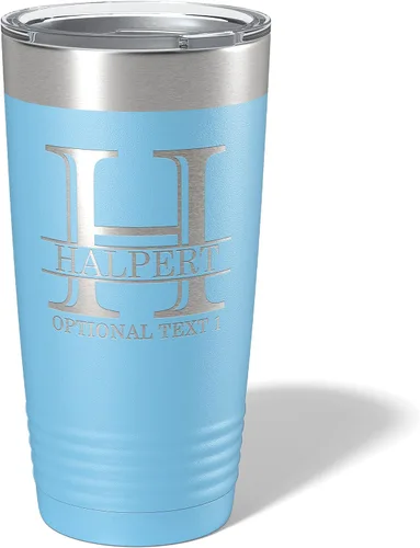 Vaso de acero inoxidable aislado con tapa, grabado personalizado, de 20 onzas (17 colores), con recubrimiento en polvo, idea de regalo grabada