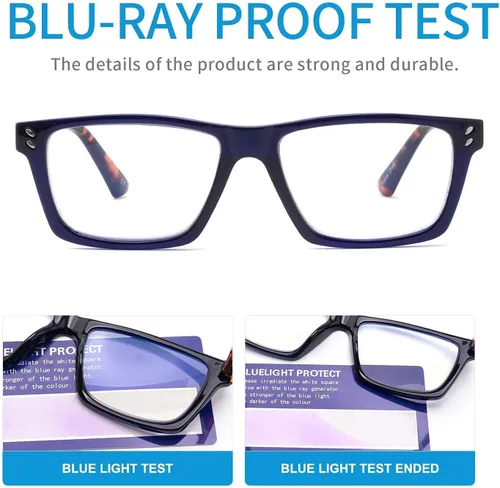 Miniatura 5 de Paquete de 5 lentes de lectura con bloqueo de luz azul para hombres y mujeres, marco cuadrado para leer frente a la computadora con bisagras