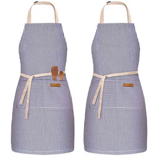 BeLuyi - Paquete de 2 delantales ajustables con peto, delantales de chef para cocina, restaurante, con 2 bolsillos, delantales para mujeres y