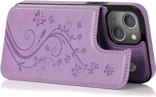 Miniatura 5 de Funda compatible con iPhone 15 Plus de 6.7 pulgadas con protector de pantalla de vidrio templado y tarjetero con soporte para tarjetero, funda