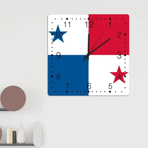 Miniatura 3 de Reloj de Panamá para pared, bandera de Panamá, retro, estilo granja, relojes de madera, bandera nacional, reloj de recuerdo silencioso, sin tictac