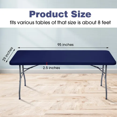 Miniatura 2 de CHENGU Mantel de elastano, ajustable, elástico, ajustable, para mesa de picnic, lavable, plegable, mantel rectangular de poliéster para fiesta