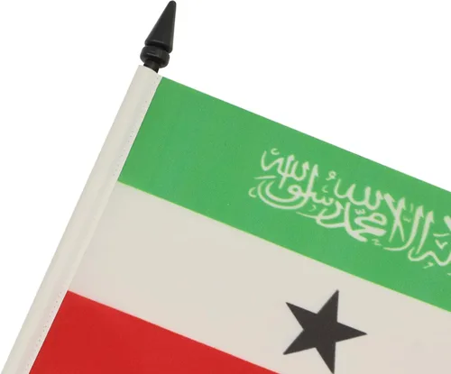 Miniatura 130 de AZ FLAG Sierra Leone Bandera de mesa 5'' x 8'' - Bandera de escritorio de Sierra Leona 21 x 14 cm - Bastón y base de plástico negro
