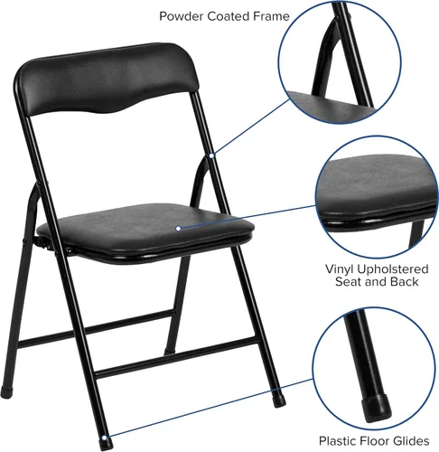 Miniatura 9 de HBCY Creations Juego de mesa y sillas plegables para niños de 5 piezas, diseño negro, ligero y portátil, función de bloqueo de seguridad, asientos