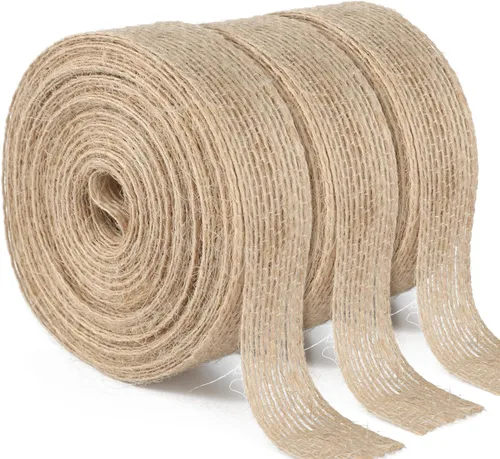 Miniatura 10 de joycraft Cinta de arpillera - 3/8 pulgadas x 20 yardas de yute natural cinta para manualidades Cinta de tela de malla rústica para manualidades