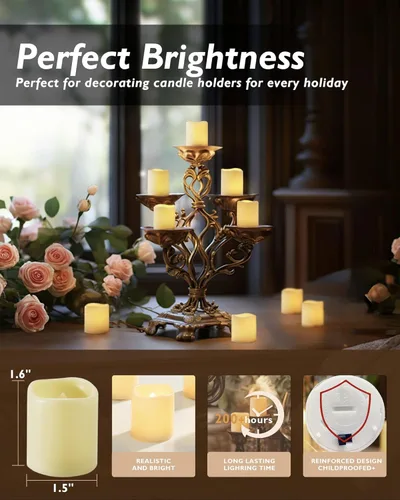 Miniatura 3 de Homemory - Paquete de 100 velas votivas sin llama parpadeantes, velas falsas eléctricas de más de 200 horas, luz de té LED operada