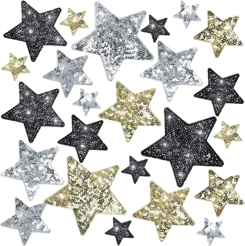Miniatura 18 de Daifunli 24 Parches de Lentejuelas para Planchar de 4 Parches Decorativos Bordados Brillantes para Ropa, Bolsos, Chaquetas, Jeans, Sombreros