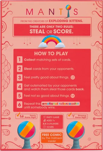Miniatura 5 de Exploding Kittens Mantis 2-6 jugadores - Edades 7+ - 10 minutos para jugar - Juego de cartas de emparejamiento despiadado - Juego de fiesta, noche
