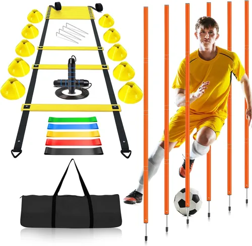 Miniatura 9 de Haootadiy Varas de Entrenamiento de Agilidad de Fútbol Equipo de Fútbol Ajustable para Entrenamiento Incluye 6 Varas de Agilidad Flexibles