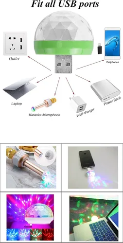 Miniatura 3 de Luces USB para fiesta, mini bola de discoteca, pequeña bola mágica, control de sonido, luz de escenario de DJ, lámpara estroboscópica RGB colorida