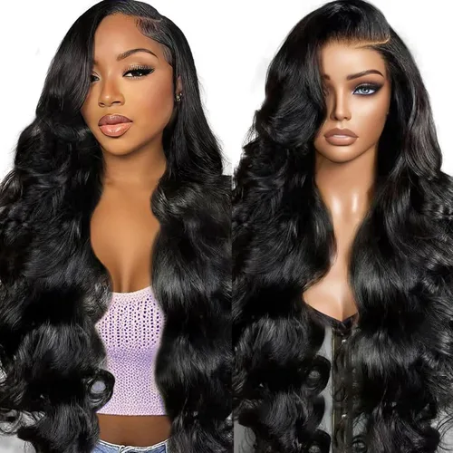 Miniatura 17 de Aaliweya Peluca de encaje frontal 360 HD con encaje frontal 360, peluca de cabello humano para mujer, densidad 180, prearrancada, sin pegamento, 1B