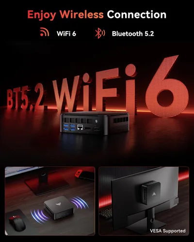 Miniatura 7 de KAMRUI E3B Mini PC con AMD Ryzen 5 7430U (Beat 5500U, hasta 4.3GHz), 16GB LPDDR4X 512GB M.2 SSD, Mini computadora para juegos con USB tipo C