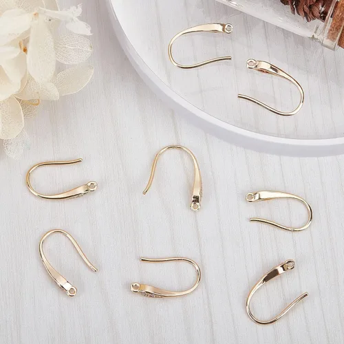 Miniatura 4 de Beebeecraft 10 piezas/caja - Ganchos para pendientes chapados en oro de 18 quilates con circonita cúbica, ganchos franceses con circón en rhinestone