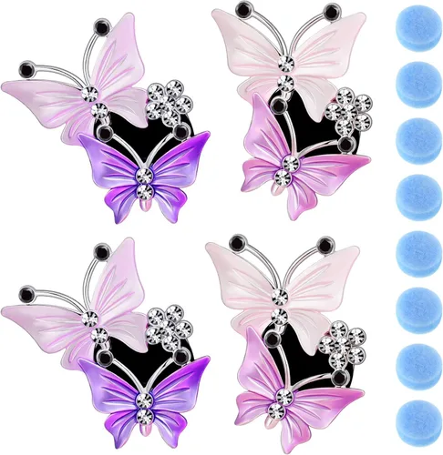 4 Piezas Clips de Ventilación de Aromaterapia para Automóvil Doble Mariposa Ambientador de Ventilación de Aire para Automóvil Clip de Perfume
