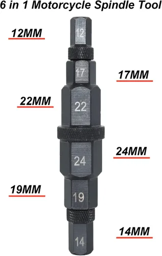Miniatura 2 de CNWOOAIVE Herramienta de eje hexagonal para rueda de eje delantero de motocicleta, 12, 14, 17, 19, 22, 0.945 in, 6 en 1, herramienta adaptadora