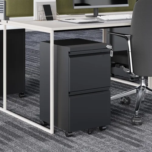Miniatura 2 de Fesbos Archivador vertical de 2 cajones Armario de llenado móvil con cerradura para archivos legales o de letras Archivador de almacenamiento
