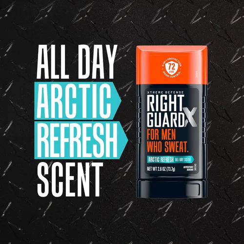 Miniatura 5 de Right Guard Xtreme Defense Invisible Solid, desodorante antitranspirante, aroma Arctic Refresh - Desodorante 5 en 1 para hombres, control de olores