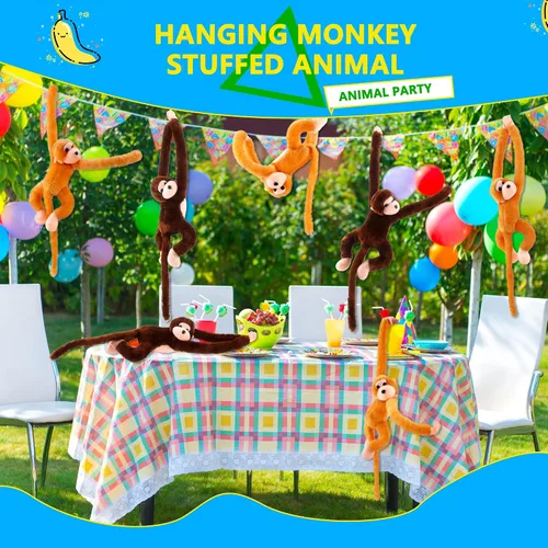 Miniatura 5 de Paquete de 6 peluches de mono colgante de 24 pulgadas para cumpleaños y fiesta de animales