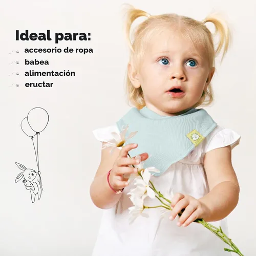Miniatura 5 de KeaBabies 8 unidades de baberos tipo bandana orgánicos para niñas - Baberos tipo triángulo súper absorbentes para bebés que babean y están en Pastel