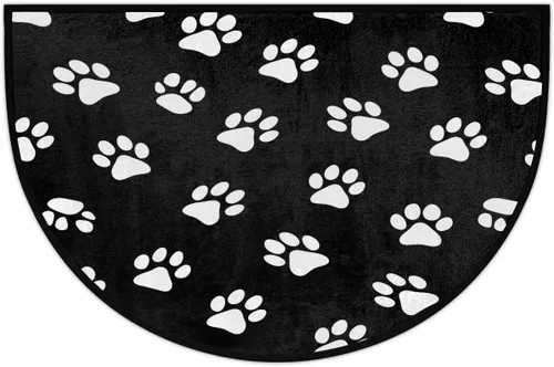 Miniatura 5 de AUUXVA Tapete semicircular con estampado de patas de perro, para entrada interior, huellas, cachorros, antideslizante, absorbente, 24 x 36 pulgadas