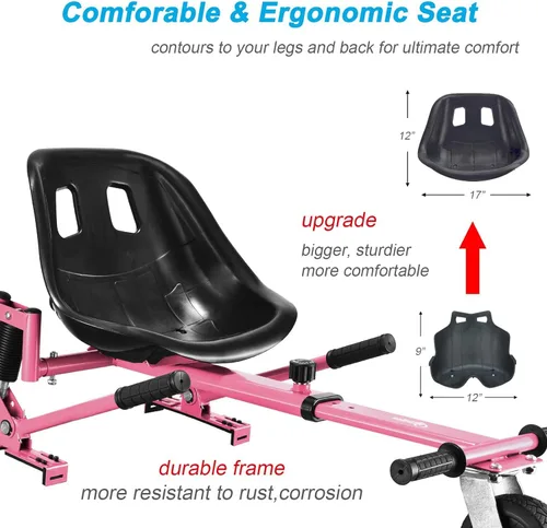 Miniatura 4 de Accesorio de asiento para aeropatineta con amortiguadores duales y rueda todoterreno de 6 pulgadas, accesorio de Go Kart de capacidad de 265 libras