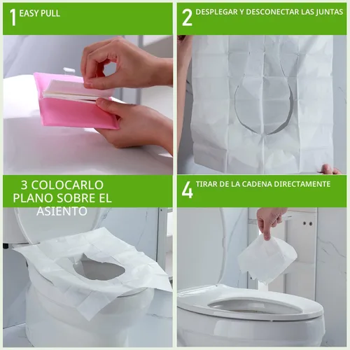 Miniatura 5 de MA CHÉRIE Fundas desechables para asiento de inodoro, 60 hojas (6 paquetes x 10), extra grandes, desechables, aptas para viajes y familia