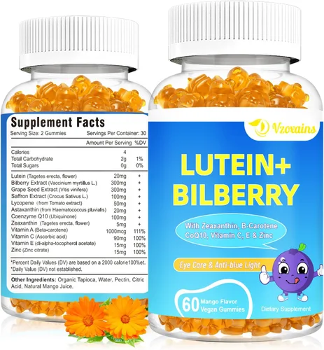 Miniatura 8 de Luteína 20 mg con gomitas de zeaxantina, luteína y zeaxantina suplementos con vitaminas oculares C, E, arándano para la salud ocular - 60