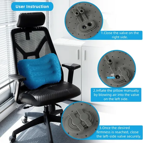 Miniatura 4 de Almohada de camping Crisonky - Almohada inflable - Almohada de viaje para mochileros y avión, soporte lumbar 2.0, almohada inflable, ultraligera